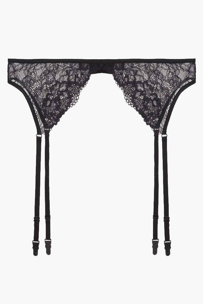 Black lace garter belt with adjustable straps, sweet and seductive lingerie details