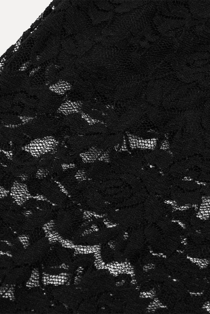 Black floral lace detail, plunge neck halter two-piece set, summer lingerie