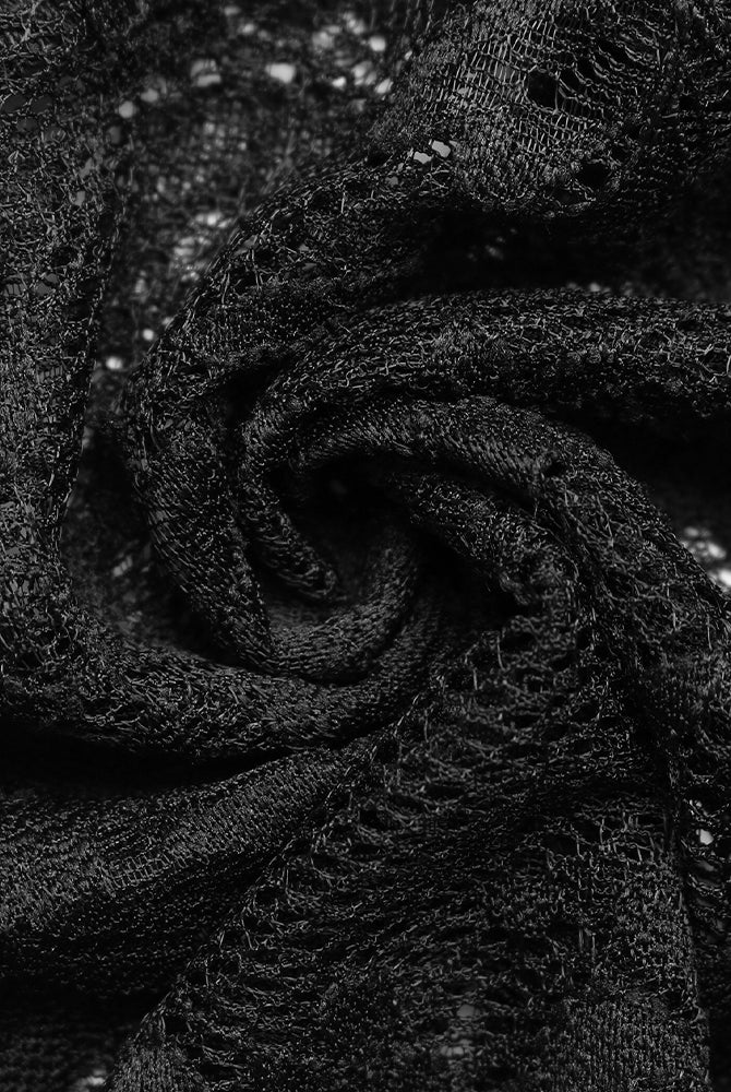 Black floral lace detail. Semi-sheer fabric for crop top camisole. Polyester and Spandex blend.