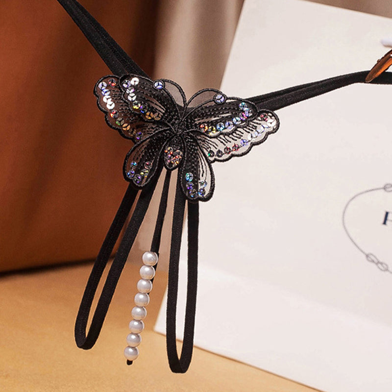 Pearl Sequined Mesh Low Rise Panties