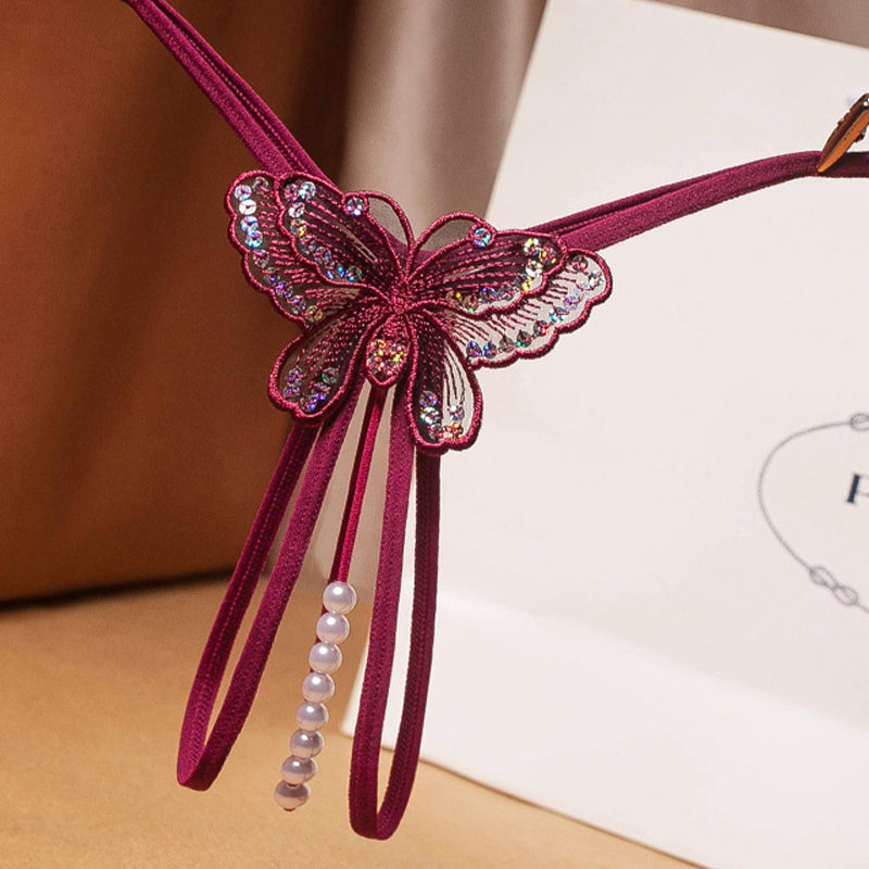 Pearl Sequined Mesh Low Rise Panties