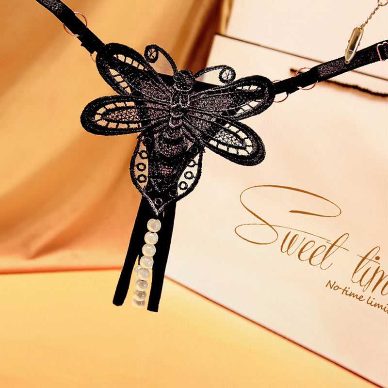 Pearl Crotchless Thong Panties