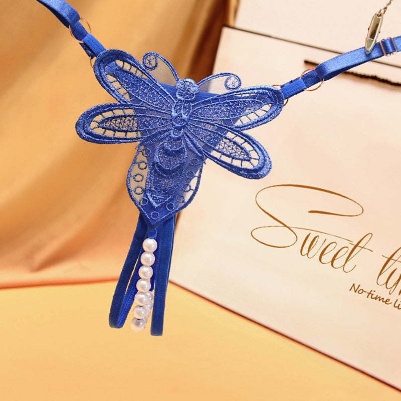 Pearl Crotchless Thong Panties