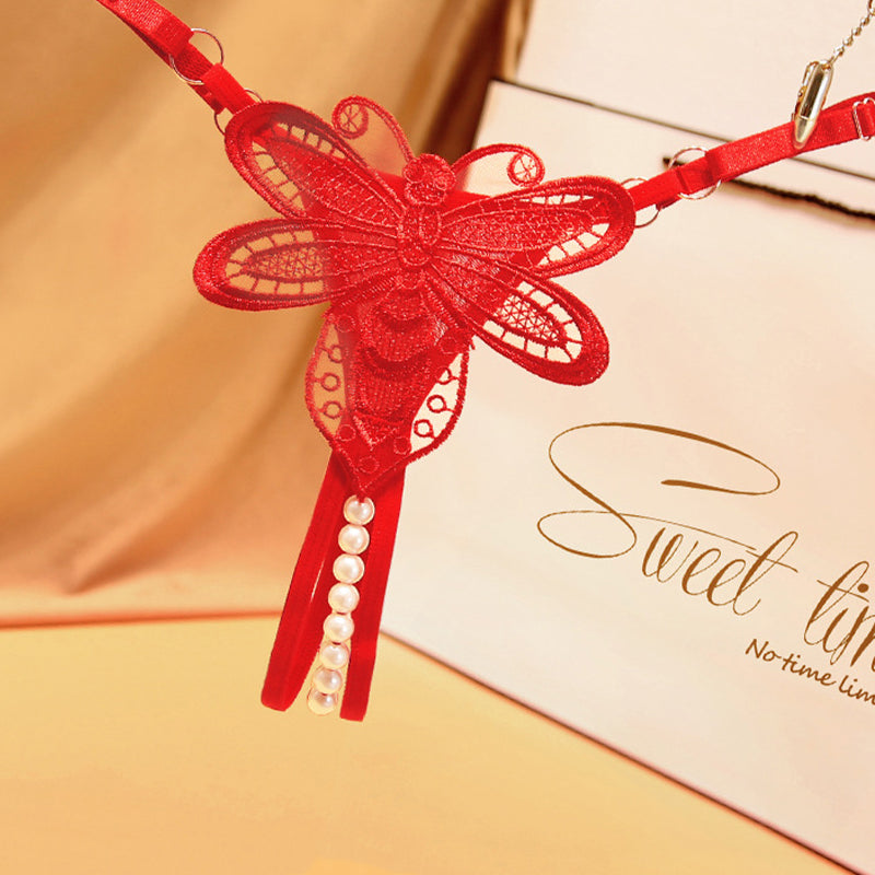 Pearl Crotchless Thong Panties