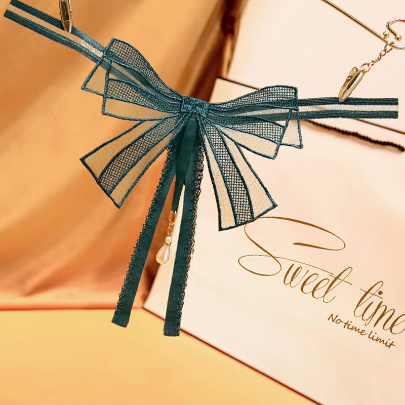 Bowknot Crotchless Beaded Thong