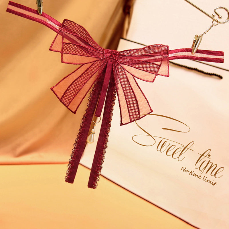 Bowknot Crotchless Beaded Thong