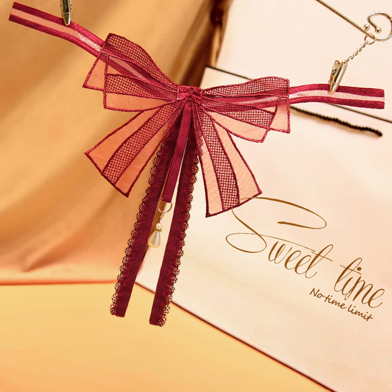 Bowknot Crotchless Beaded Thong