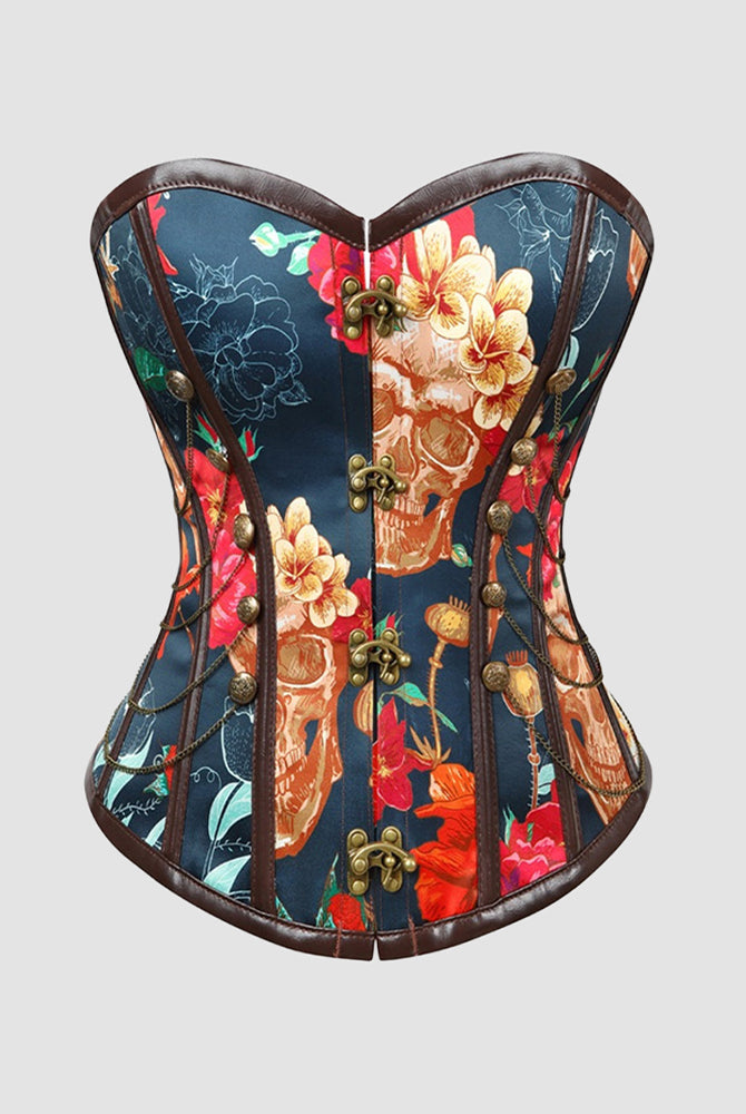 1950s Corset with skull print, perfect for parties and weddings, made of high-strength fabric
