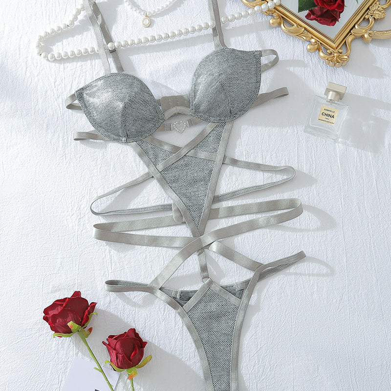 Watch Me Sparkle Strappy Teddy Bodysuit