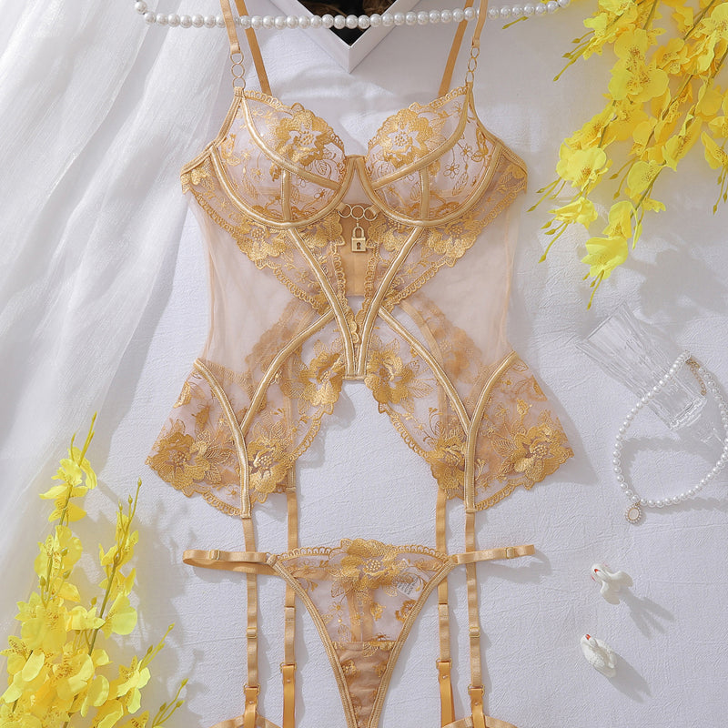 Cross Waist Corsets Lingerie Sets