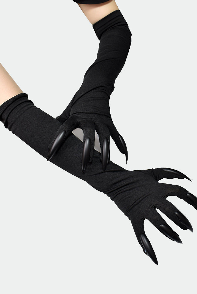 Long nail gloves, black with pointed matte black demon paw claws.