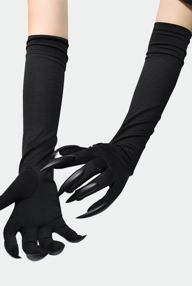 Long nail gloves with black sleeves and long pointed clawed fingers.