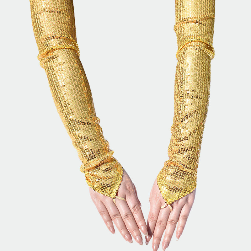 Sequin Fingerless Floral Gloves