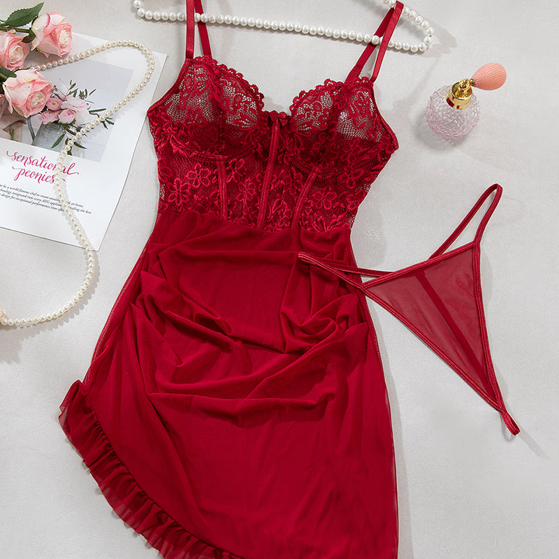 Длинная ночная рубашка из ледяного шелка с высоким разрезом