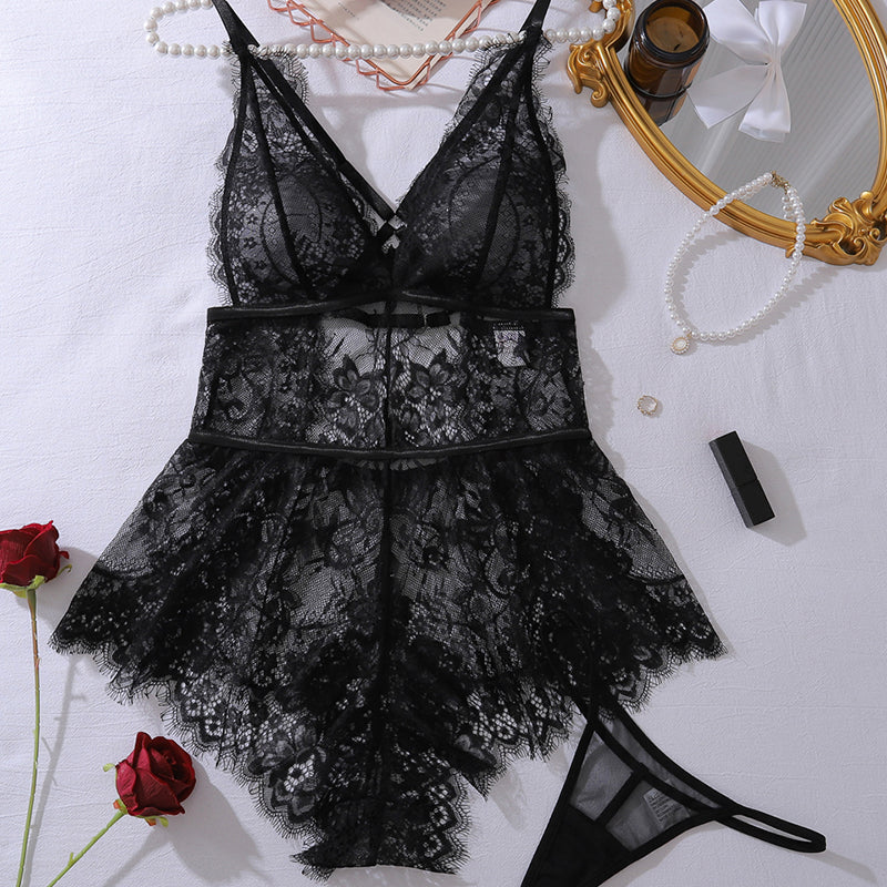 Camicia da notte lunga con spacco alto in seta ghiacciata