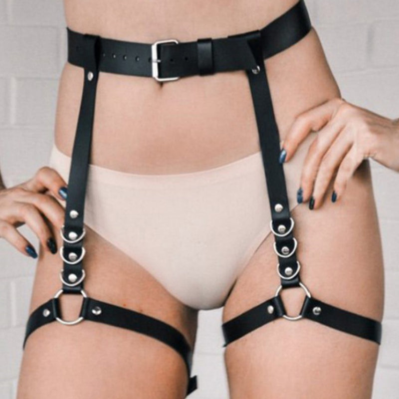 Leather Bondage Harness Garter Belt