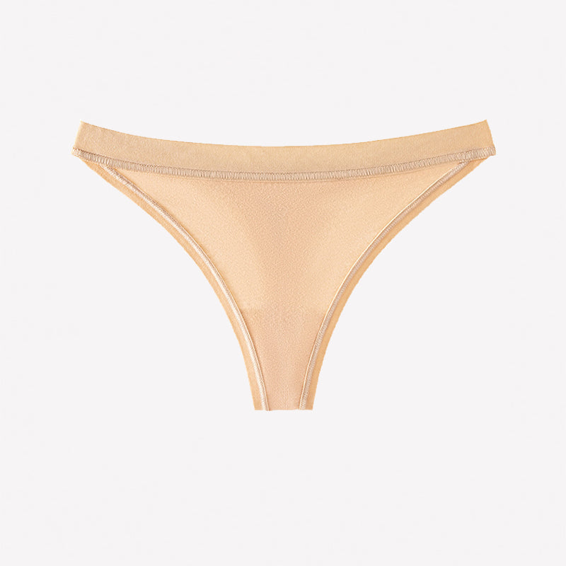 Apricot low-rise seamless cotton thong panties, flat front