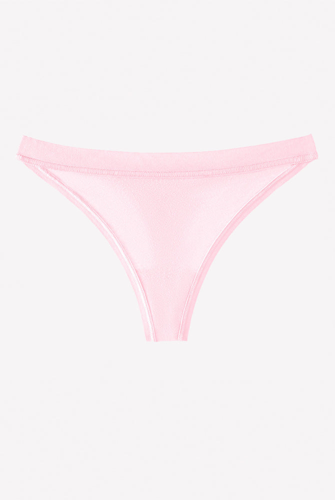 Low-rise seamless thong panties, blush pink, cotton knit, low-rise cut