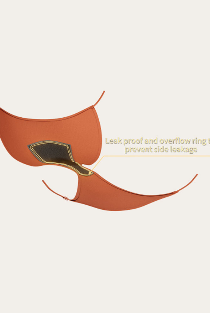 Orange leakproof period panties diagram with leak-preventing side area