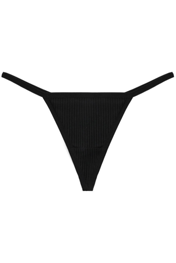 Ribbed micro G-string thong in black
