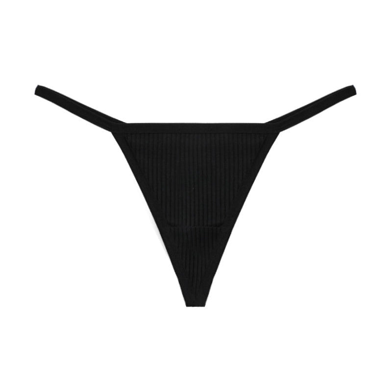 Ribbed micro G-string thong in black