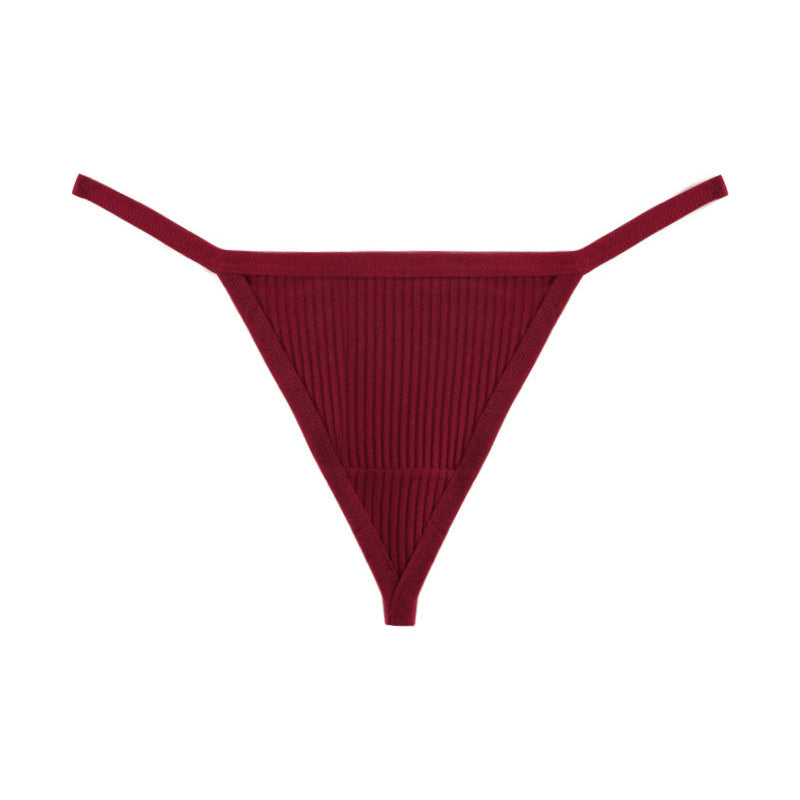 Ribbed micro G-string thong in burgundy