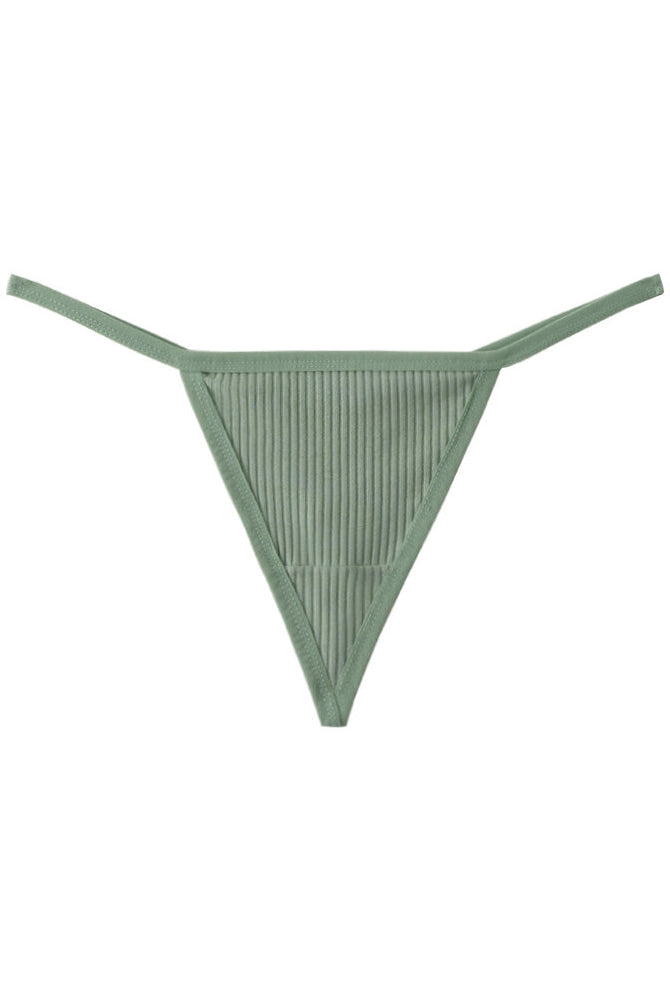 Ribbed micro G-string thong in light green