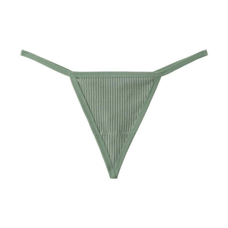 Ribbed micro G-string thong in light green