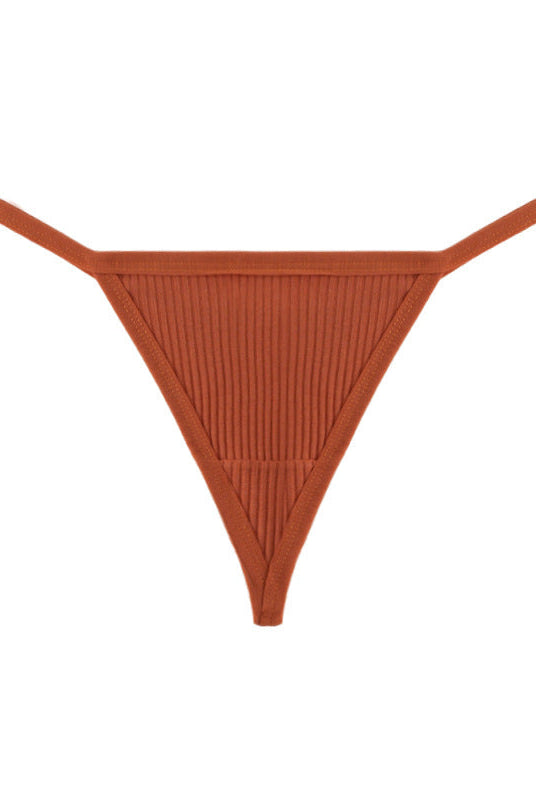 Ribbed micro G-string thong in orange