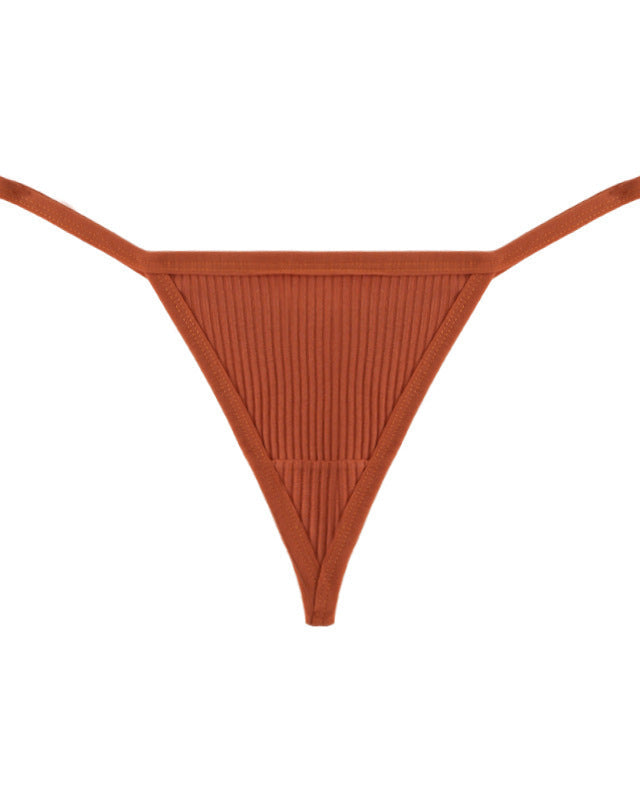 Orange ribbed micro string thong with thin side straps