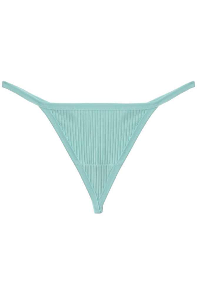 Ribbed micro G-string thong in light blue