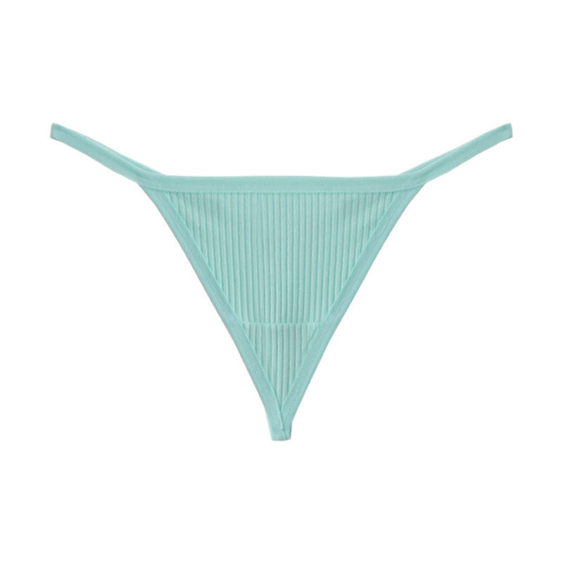 Ribbed micro G-string thong in light blue