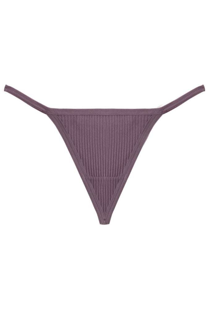 Ribbed micro G-string thong in purple