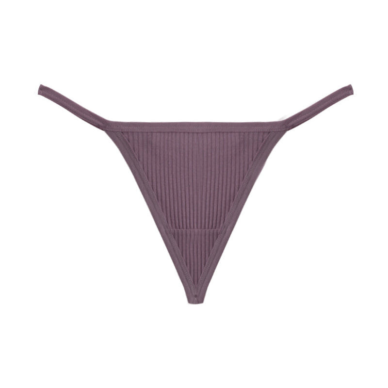 Ribbed micro G-string thong in purple