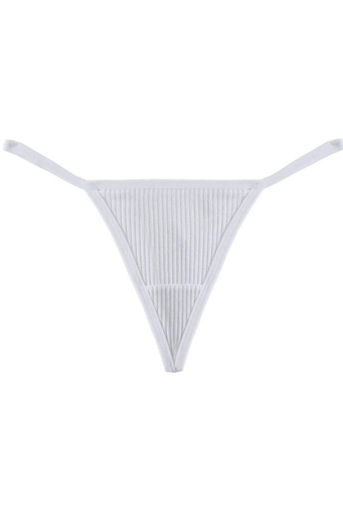 Ribbed micro G-string thong in white