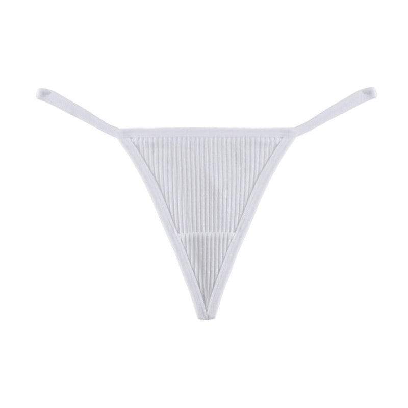 Ribbed micro G-string thong in white