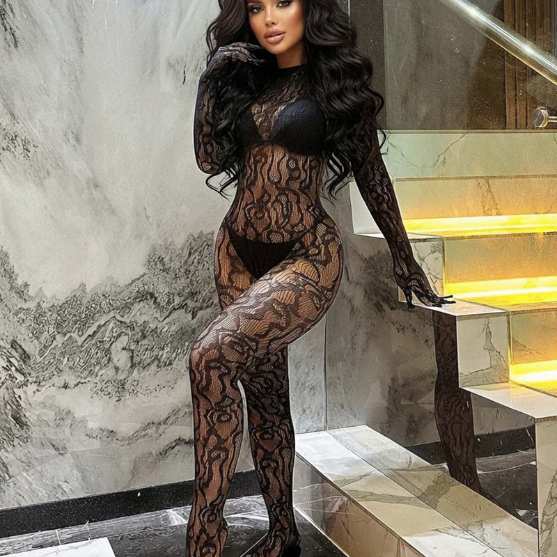 Sheer Stretch Sleeveless One-Piece Bodysuit