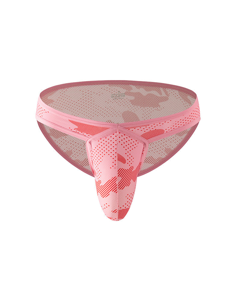 Men's Mesh Camo Print Low-Rise Briefs - Pink