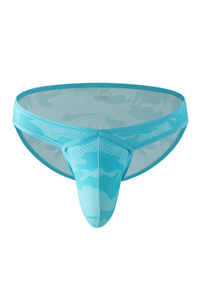 Men's Mesh Camo Print Low-Rise Briefs - Sky Blue