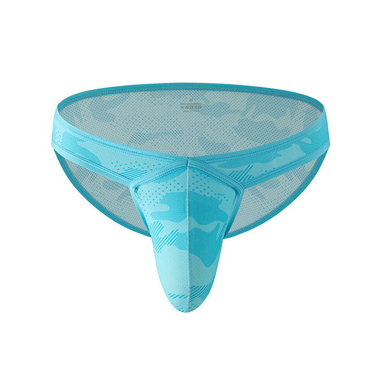 Men's Mesh Camo Print Low-Rise Briefs - Sky Blue