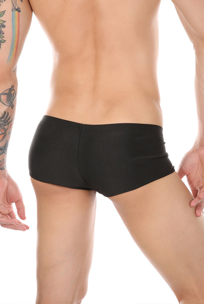 Men's Zip-Front Open Crotch Boxer Shorts - Black