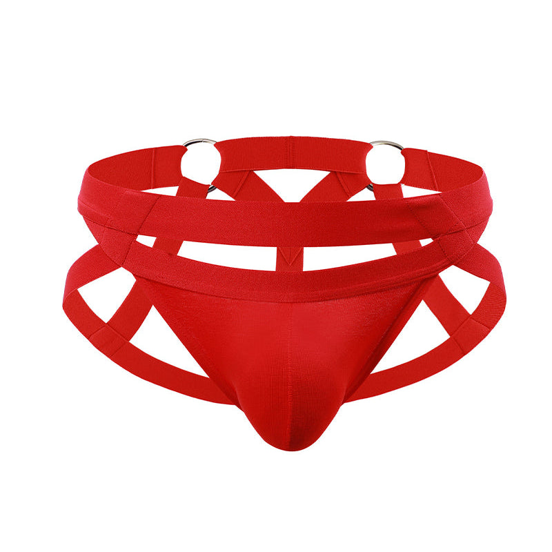 Men's O-Ring Cutout Double Band Briefs - Red