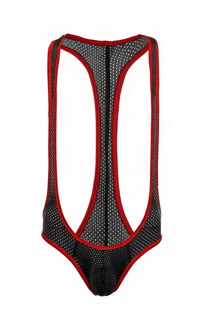 Men's Mesh Racerback Thong Bodysuit - Black