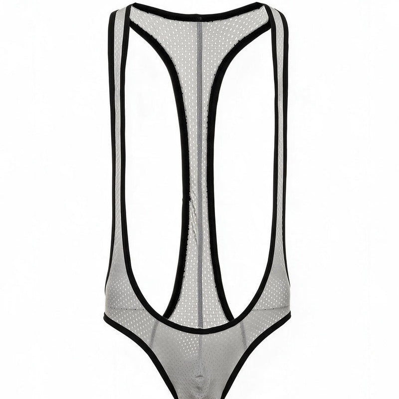 Men's Mesh Racerback Thong Bodysuit - Gray