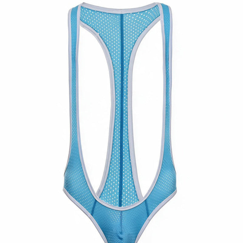 Men's Mesh Racerback Thong Bodysuit - Sky Blue