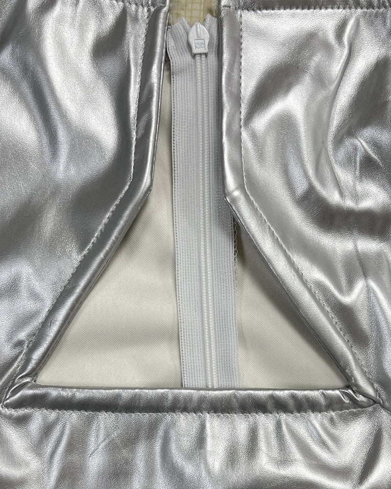 Avidlove PU Leather Strapless Off-Shoulder Bodycon Mini Dress