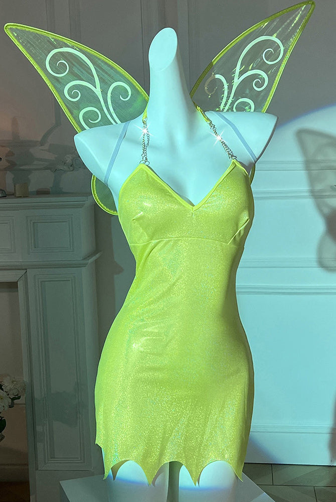 Avidlove Fairy Costume Shimmer Mini Dress with Butterfly Wings