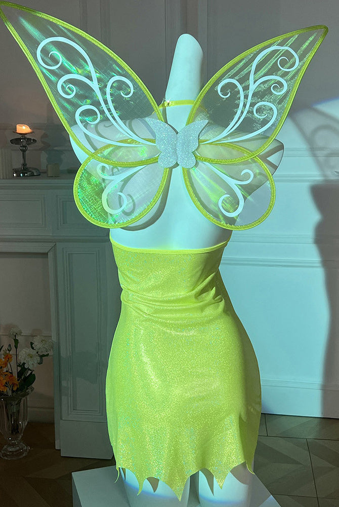 Avidlove Fairy Costume Shimmer Mini Dress with Butterfly Wings