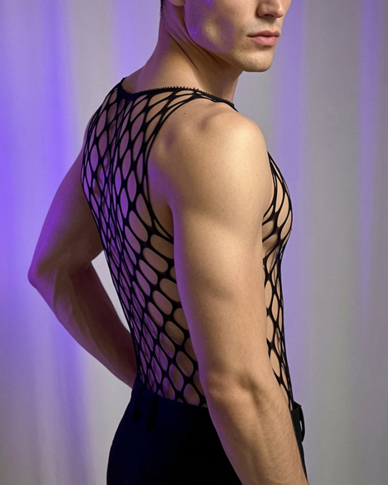 Mesh Lace Cutout Bodysuit - Style 2