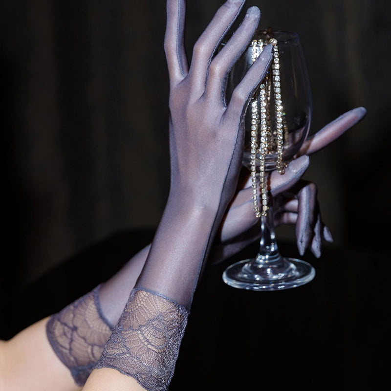 Sheer Oil-Shiny Opera Gloves